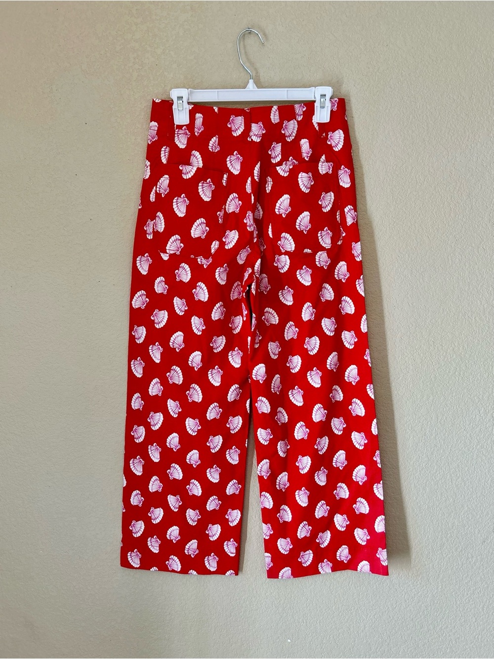 Maeve Colette High-Rise Red Shell Printed Cropped Wide-Leg Pants Size 28 - Picture 6 of 10